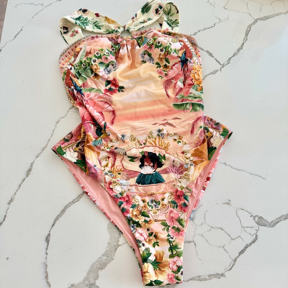 🪷 CAMILLA x The White Lotus Welcome to the White Lotus Halter One-Piece Swimsuit - Picture 3 of 16